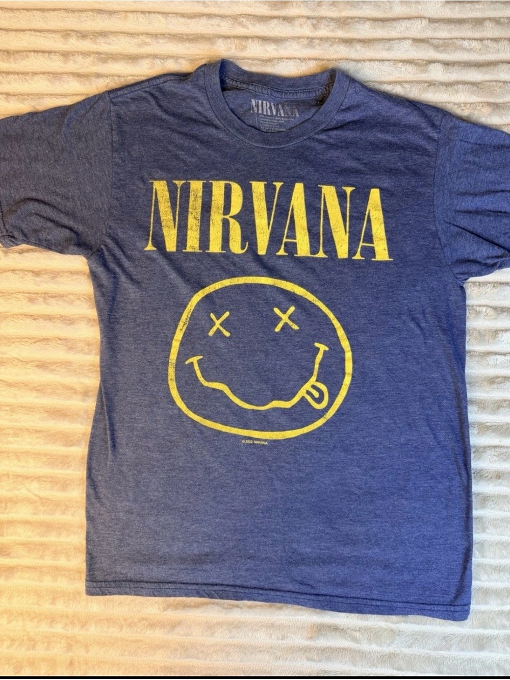 Nirvana Graphic Tee in Blue with Yellow Logo